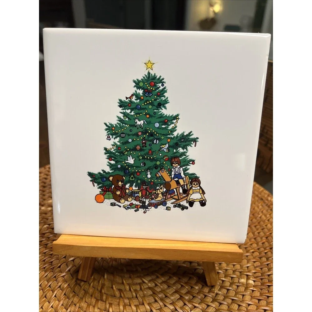 Vintage Ceramic Christmas Tree Trivet 6